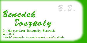 benedek doszpoly business card